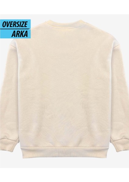 Uzay Meraklılarına Özel Nasa Sweatshirt Oversize Bej