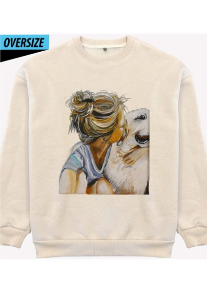 Can Dostum: Pati ve Ben! Oversize Sweatshirt Bej modelleri