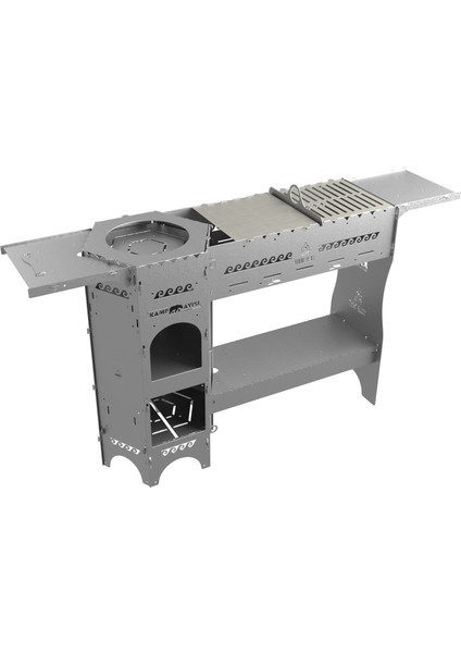 ® Forgeout Pro™ Sobalı ve Izgaralı Taşınabilir Çantalı Katlanabilir 3mm Çelik Outdoor Mutfak Tezgahı