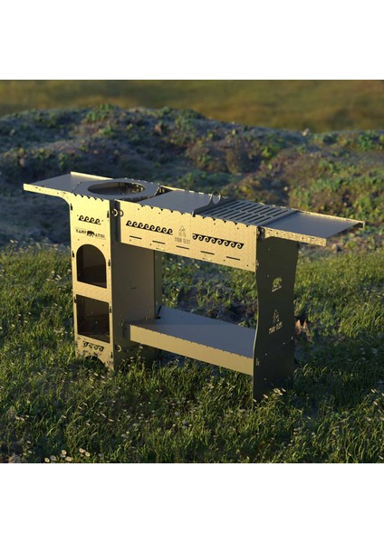 ® Forgeout Pro™ Sobalı ve Izgaralı Taşınabilir Çantalı Katlanabilir 3mm Çelik Outdoor Mutfak Tezgahı