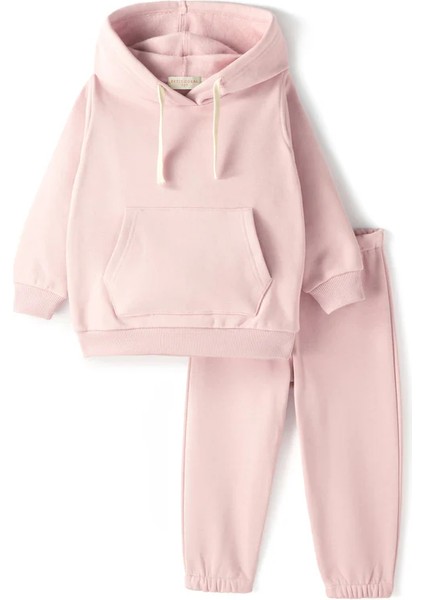 01-10 Yaş Unisex Kapşonlu Eşofman Takımı - Pembe