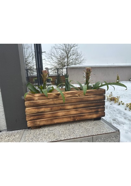 Ahşap Saksı Dekoratif Dış Mekan Saksısı 60*24 cm