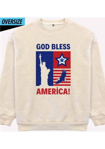 God Bless America Oversize Sweatshirt Us Bej