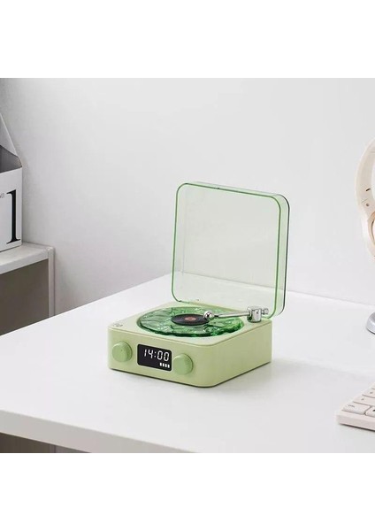 Waves Nostalji Plak Görünümlü Bluetooth Hoparlör 3D Ses Dalgası Retro Müzik Plak Gece Lambası
