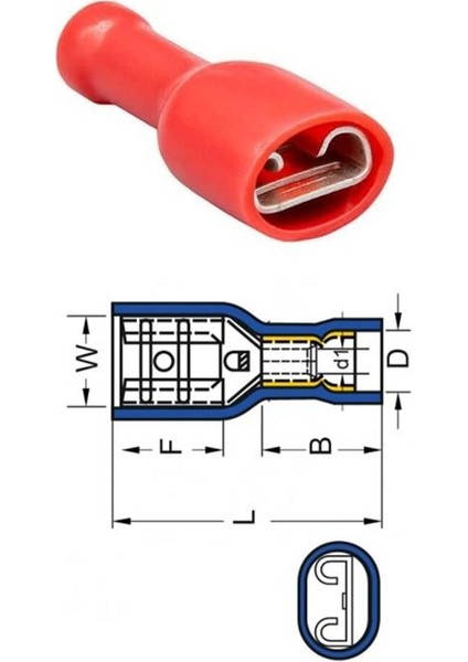 Dişi Fiş Standart (Tam Izoleli) (Kalaylı) (6.3 Mm) Kırmızı