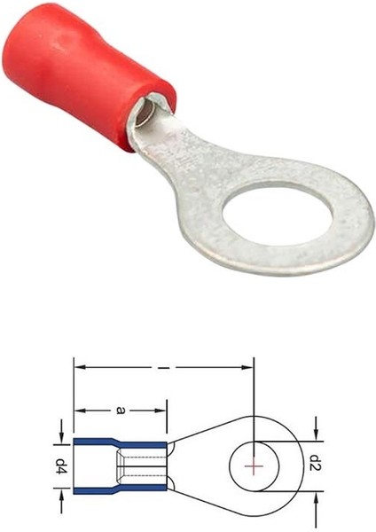 KABLO UCU İZOLELİ (KIRMIZI) (8-10 MM KABLO UYUMLU) (DELİK ÇAPI:6 MM)