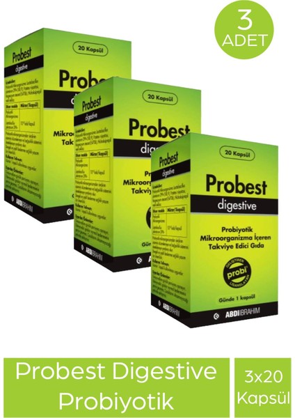 Digestive Probiyotik 20 Kapsül 3 Adet