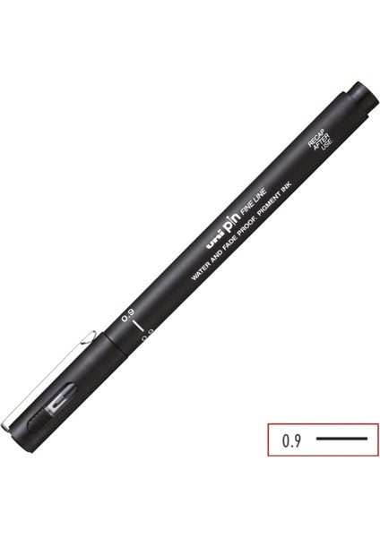 | Pin 200 Teknik Çizim Kalemi, 0.9 mm Uç, Siyah, Suya ve Solmaya Dayanıklı Pigment Mürekkep