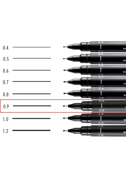 | Pin 200 Teknik Çizim Kalemi, 0.9 mm Uç, Siyah, Suya ve Solmaya Dayanıklı Pigment Mürekkep
