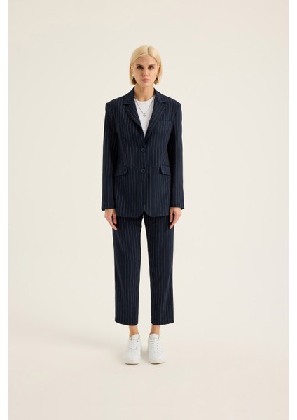 Çizgili Klasik Kumaş Pantolon