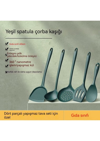 Gıda Sınıfı Silikon Spatula, Yapışmaz Tencere, Özel Ev Pişirme Spatula, Çorba Kaşığı, Sızıntı Spatula, Yüksek Sıcaklığa Dayanıklı Mutfak Eşyaları Seti (Yurt Dışından)