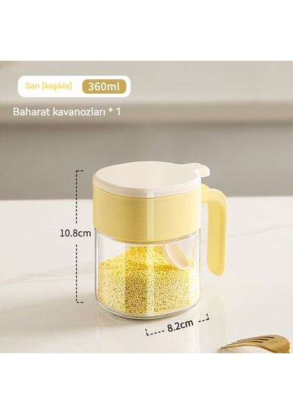 Baharat Kavanozu Şişe Mutfak Baharat Şişesi Ev Baharat Kutusu Cam Baharat Kavanozu Neme Dayanıklı Sızdırmazlık Tuz Kavanozu Kaşık Baharat Şişesi (Yurt Dışından)