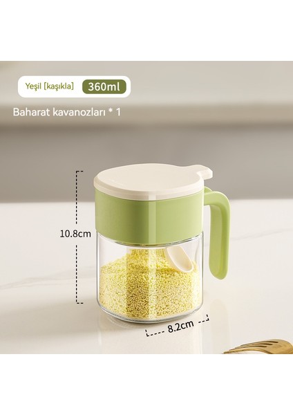 Baharat Kavanozu Şişe Mutfak Baharat Şişesi Ev Baharat Kutusu Cam Baharat Kavanozu Neme Dayanıklı Sızdırmazlık Tuz Kavanozu Kaşık Baharat Şişesi (Yurt Dışından)