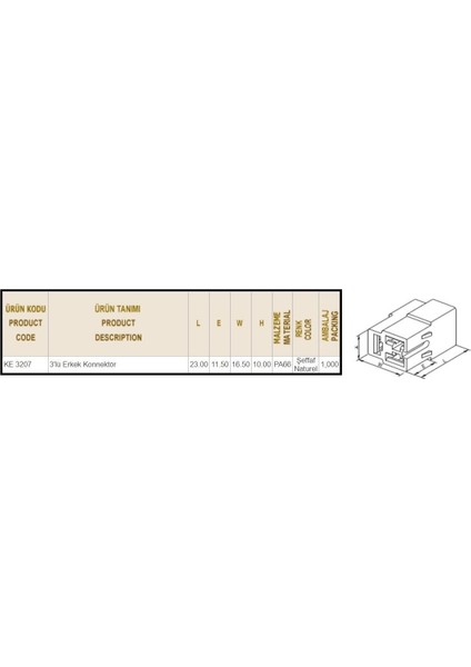 Üçlü Konnektor (Soket) Erkek modelleri
