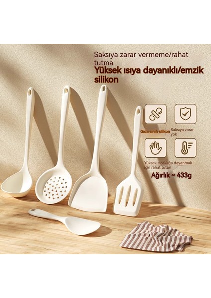 Gıda Sınıfı Silikon Spatula, Yapışmaz Tencere, Özel Ev Pişirme Spatula, Çorba Kaşığı, Sızıntı Spatula, Yüksek Sıcaklığa Dayanıklı Mutfak Eşyaları Seti (Yurt Dışından)