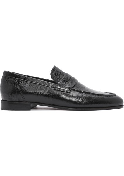 Erkek Siyah Deri Klasik Loafer 25SFD6018FT