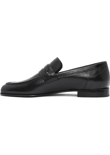 Erkek Siyah Deri Klasik Loafer 25SFD6018FT