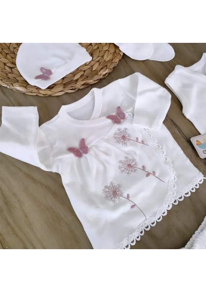 Kız Bebek %100 Pamuklu Kelebekli Fistolu 10'lu Hastane Çıkışı Zıbın Takımı BBK1209 fırsatları