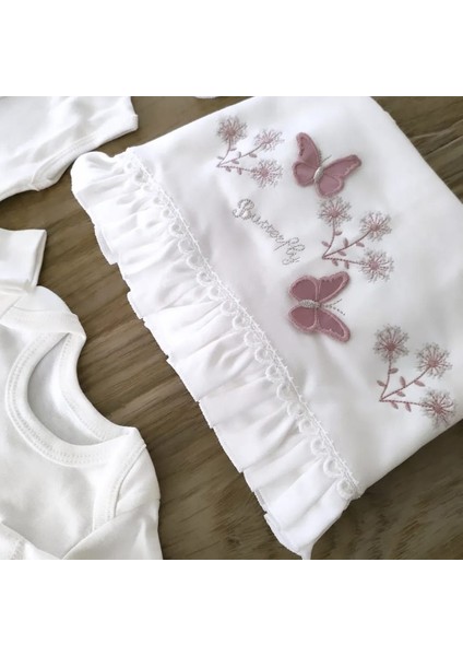 Kız Bebek %100 Pamuklu Kelebekli Fistolu 10'lu Hastane Çıkışı Zıbın Takımı BBK1209 indirimleri