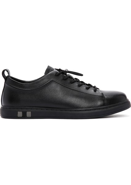 Erkek Siyah Bağcıklı Deri Sneaker 25SFD690818