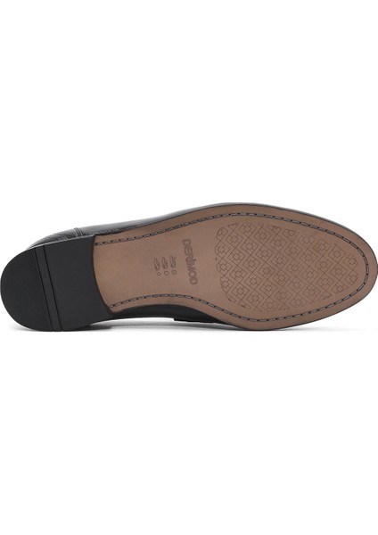 Erkek Siyah Deri Klasik Loafer 25SFD6018FT