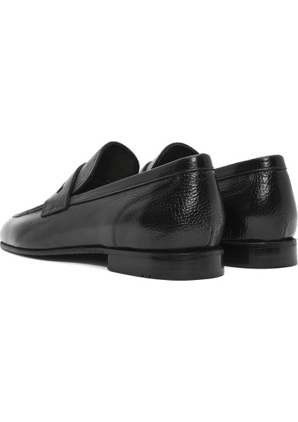 Erkek Siyah Deri Klasik Loafer 25SFD6018FT