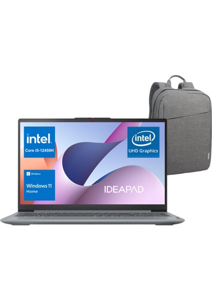 Ideapad Slim3 Intel Core I5-12450H 8gb 512GB SSD 15.6" Fhd Win 11 Dizüstü Bilgisayar 83ER00FXTR - Lenovo Çanta Wz3