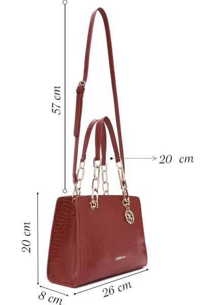 Kadın Bordo Uzun Askılı Kroko Desenli Klasik Omuz Çantası 25SBD2479E3 fiyatları