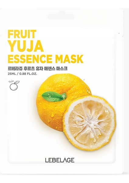 Yuja Meyvesi Içeren Aydınlatıcı Nemlendirici Kağıt Maske Lebelage Fruit Yuja Mask