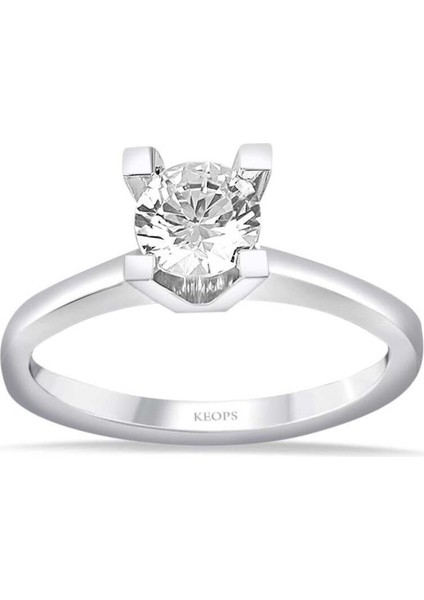F Renk 0.50 Karat Pırlanta Tektaş Yüzük - Hrd Sertifikalı