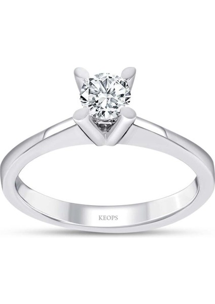 F Renk 0.30 Karat Pırlanta Tektaş Yüzük - Hrd Sertifikalı