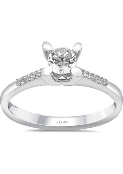 G Renk Toplam 0.42 Karat Pırlanta Kolu Taşlı Tektaş Yüzük