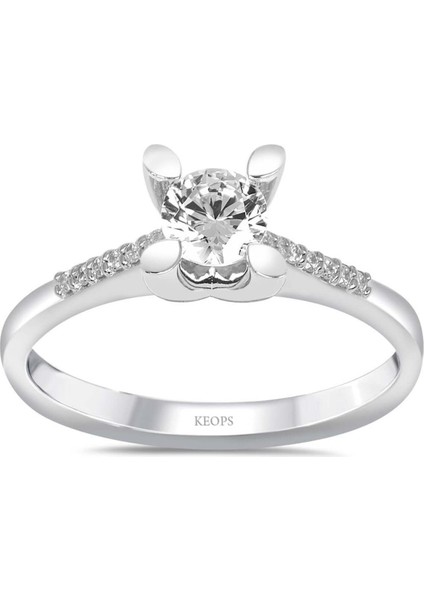 G Renk Toplam 0.52 Karat Pırlanta Kolu Taşlı Tektaş Yüzük