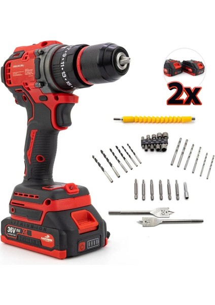 Kırmızı Kömürsüz Akülü Vidalama 10 mm