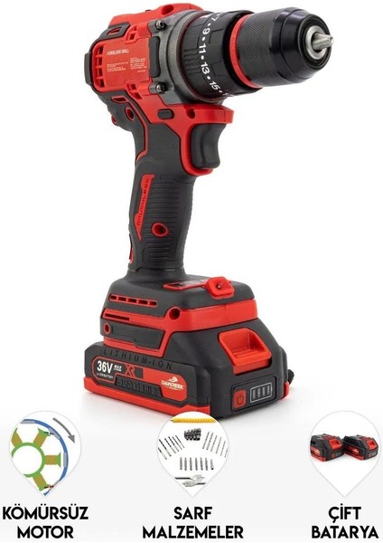 Kırmızı Kömürsüz Akülü Vidalama 10 mm fiyatları