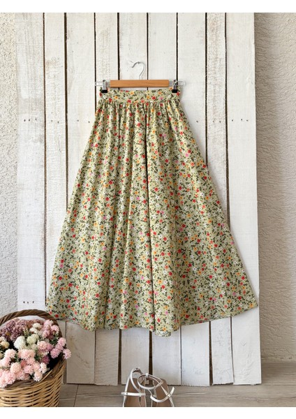 Yeşil Çiçekli Poplin Anne Etek ve Kız Çocuk Elbise Kombini (Tekli Satılmaktadır) fiyatları