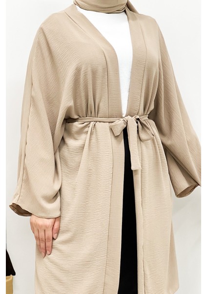 Kuşaklı Aerobin Geniş Kollu Oversize Uzun Kimono