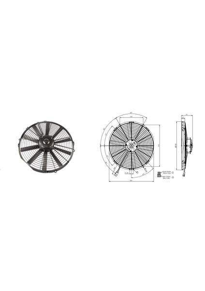 24V Fan Motoru Üfleyici Aksiyel 14 " (Büyük Motorlu) (Dış Çap 387 Mm)