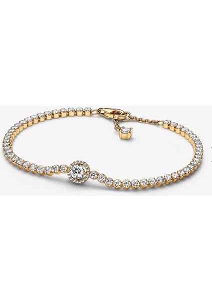 Işıltılı Hale Gold Tenis Bilekliği