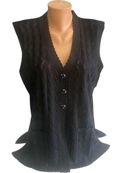 Rahat Kesim Mevsimlik Merserize Anne Kadın Siyah Yelek modelleri