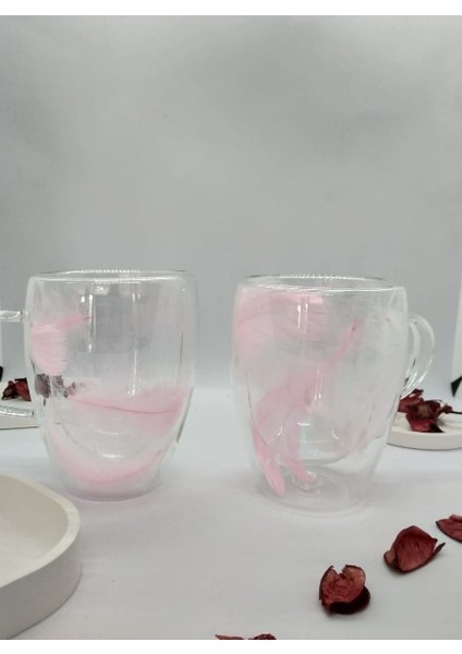 Isıya Dayanıklı Çift Cidarlı Tüylü Kupa (Pembe&beyaz) fırsatları