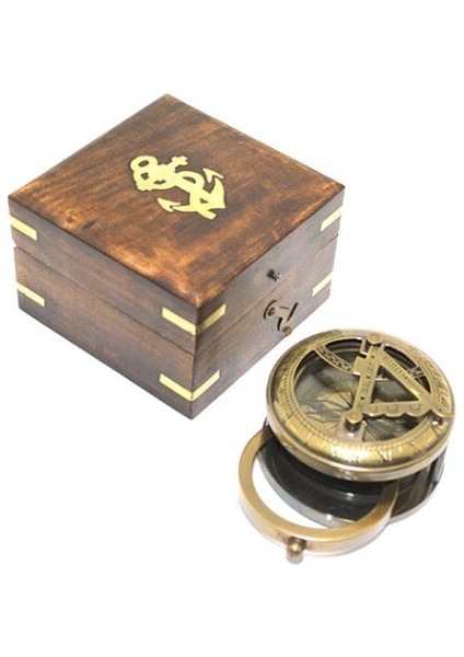 Ahşap Kutulu Pirinç Pusula Model 4