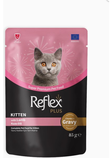 Plus Sos Içinde Et Parçacıklı Kuzu Etli Yavru Kedi Maması 85 gr x 22 Adet