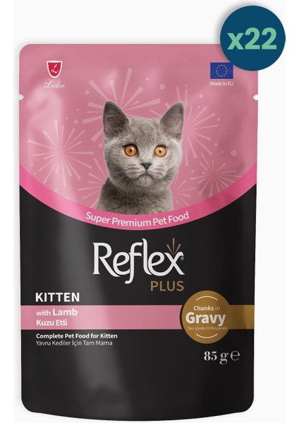 Plus Sos Içinde Et Parçacıklı Kuzu Etli Yavru Kedi Maması 85 gr x 22 Adet fiyatları