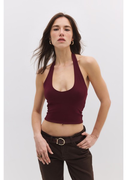 Halter Yaka Crop Top