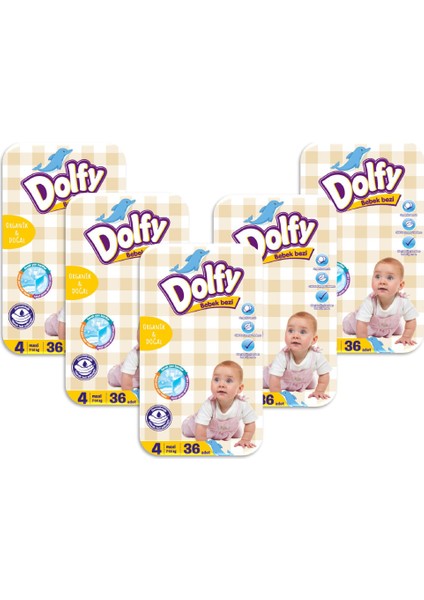 Bebek Bezi 4 Beden Ekonomik Fırsat Paketi 180 Adet 7-14 kg (36X5 Paket)