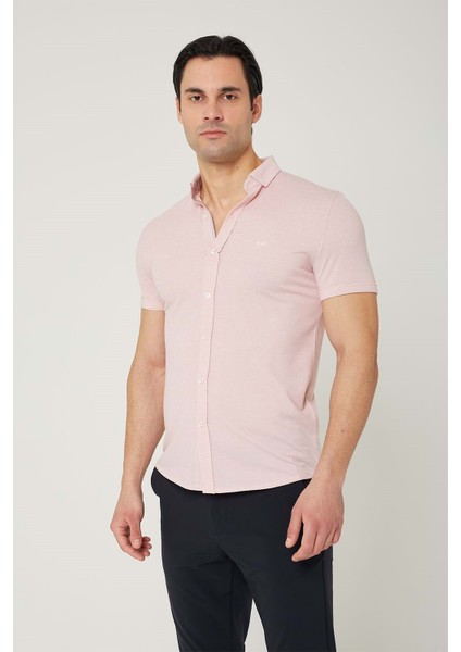 Erkek Pembe Kısa Kol Gömlek
