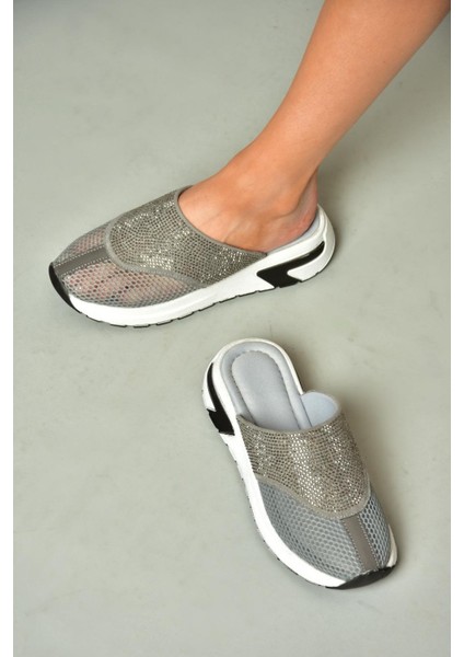 U312514415 Gri File Kadın Terlik