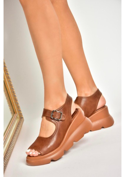 U312252209 Taba Kalın Tabanlı Kadın Sandalet