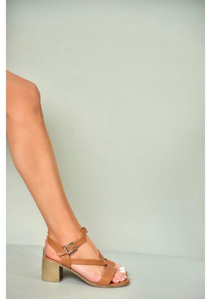 P555452803 Taba Kalın Topuklu Kadın Sandalet fırsatları